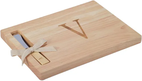 Miniatura 13 de Miicol Tabla de madera para charcutería, tabla de queso con monograma de 10 pulgadas, tabla de cortar inicial personalizada con esparcidor, regalo