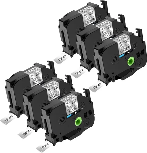 Miniatura 23 de NineLeaf Paquete de 6 cintas de etiquetas compatibles con Brother TZ TZe TZe-531 TZe531 TZ-531 TZ531 0.472 in 1/2 pulgadas, negro sobre azul