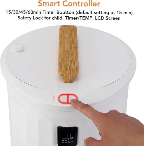 Miniatura 2 de Towallmark Calentador de toallas, calentador de lujo estilo cubo grande para baño con pantalla LED, temporizador ajustable, se adapta a hasta dos