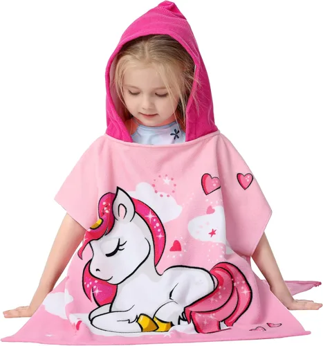 Miniatura 4 de Toalla de playa con capucha de microfibra ligera para niños, niños pequeños, baño / alberca / poncho de natación, encima del traje de baño.