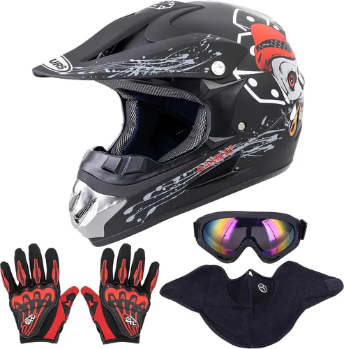 Miniatura 10 de OUMURS Casco de motocross para adultos con gafas, guantes y máscara, casco de motocross ATV unisex para adultos, hombres y mujeres, visera solar