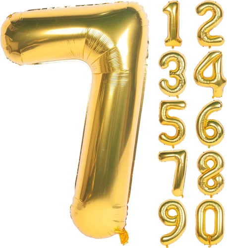 Miniatura 37 de Globos de helio de 40 pulgadas con dígitos dorados para fiesta de cumpleaños., Número 0, 40 pulgadas, número 0 oro 7