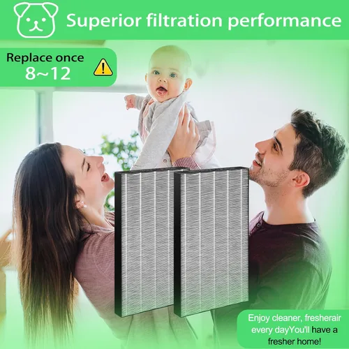 Miniatura 5 de Paquete de 2 filtros de repuesto KC-850U, compatible con purificador de aire Sharp KC-850U, reemplaza a FZ-C100HFU