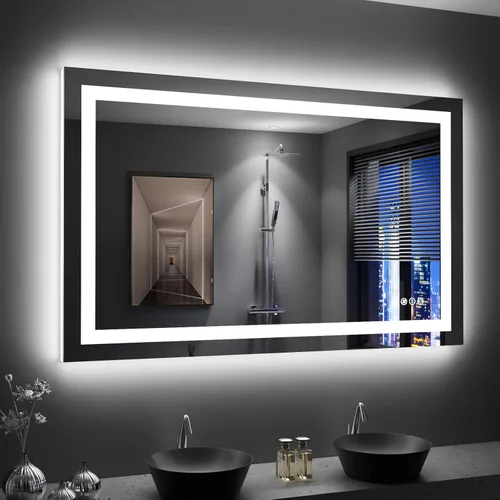 Miniatura 63 de LOAAO Espejo de Baño LED de 40"X32" con Luces, Antivaho, Regulable, Retroiluminación RGB + Iluminación Frontal, Espejo de Tocador de Baño
