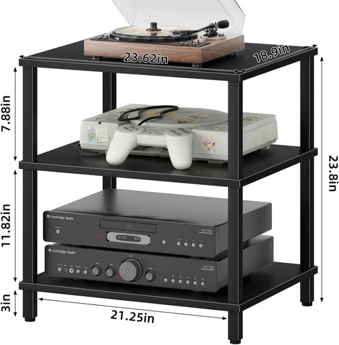 Miniatura 3 de Soporte para reproductor multimedia AV de 3 niveles, gabinete estéreo, gabinete estéreo moderno, estante de consola de juegos, soporte de TV