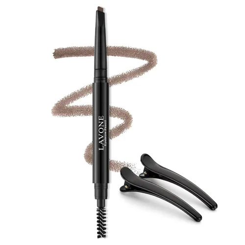 Miniatura 8 de LAVONE Lápiz de cejas – Lápiz de cejas impermeable para maquillaje con punta triangular, cepillo de cejas de doble cara, punta fina, relleno