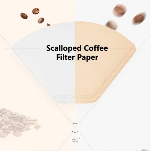 Miniatura 7 de Filtros de café festoneados, papel desechable por goteo, sin blanquear, filtro para gotero de café, 100 unidades, U101 sin blanquear