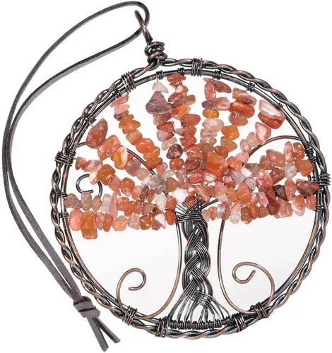 Miniatura 8 de Árbol de la vida con piedra de cristal curativo, adorno colgante para el hogar, oficina, automóvil, decoración colgante para Feng Shui, decoración