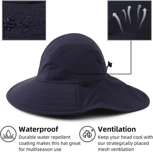 Miniatura 8 de Sombrero de verano para niños pequeños con solapa para el cuello, impermeable, sombrero de natación para niños, protección UV, sombrero de playa