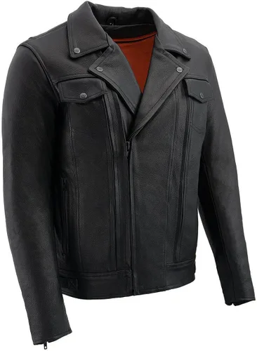 Miniatura 11 de Milwaukee Leather LKM1781 - Chaqueta de motocicleta clásica premium para hombre The Legend en negro con forro acolchado de piel Grm1011-negro