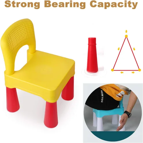 Miniatura 5 de burgkidz Silla de plástico para niños de 2 a 4 años, silla pequeña para niños y niñas, muebles Montessori ligeros y duraderos para leer/comer/jugar