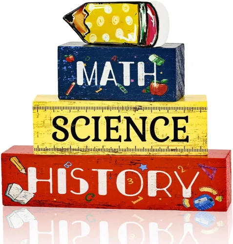 Miniatura 10 de Letreros de escritorio de madera con forma de manzana, lápiz, regreso a clases, decoración de mesa para aula y oficina en casa, regalo escolar