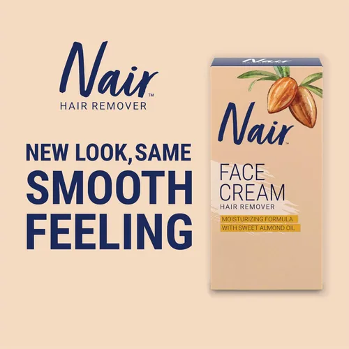 Miniatura 2 de Crema depilatoria facial hidratante Nair, con aceite de almendras dulces, 2 onzas