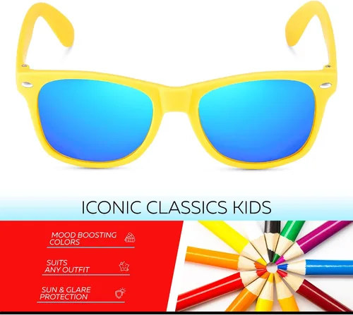 Miniatura 206 de Retro Rewind Lentes de sol para niños y niñas de 3 a 12 años, inastillables, UV400, lentes de sol para niños pequeños
