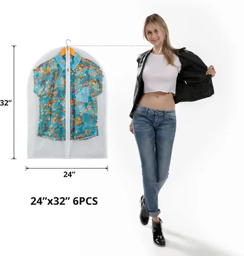 Miniatura 2 de Bolsa de ropa transparente para almacenamiento en el armario, bolsas de vinilo para colgar ropa, bolsas cortas para colgar ropa, fundas de abrigo