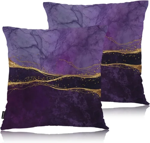 Miniatura 24 de Swono Juego de 2 fundas de almohada de 18 x 18 pulgadas, diseño floral abstracto, fundas de almohada decorativas para interiores y exteriores, sofá