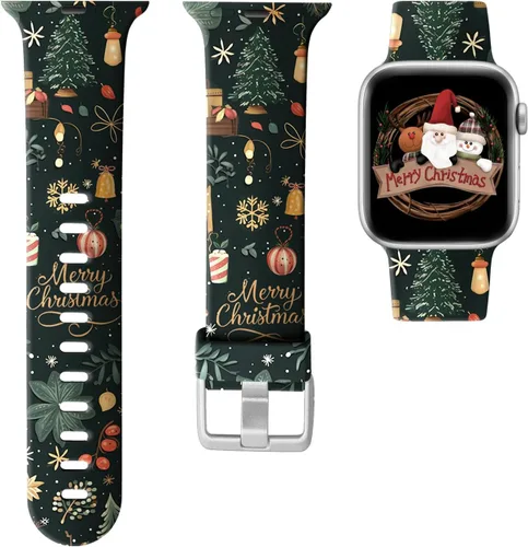 Miniatura 9 de Laffav Compatible con Apple Watch Bandas de 42mm 41mm 40mm 38mm para Mujeres y Hombres, Pulseras de Silicona Suave con Patrón Impreso Indeleble