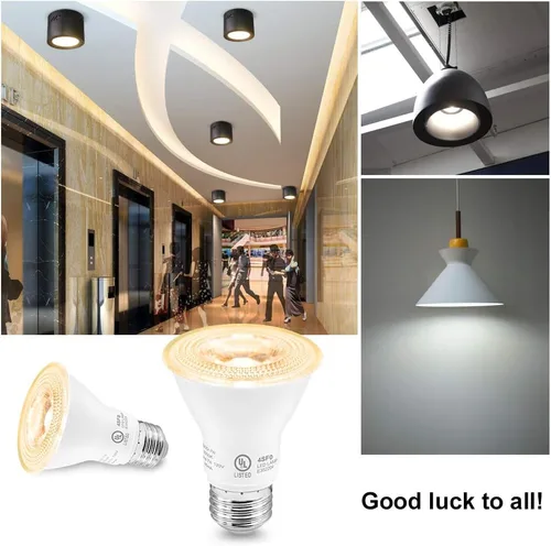 Miniatura 7 de Bombilla LED Par20 de 7 W (equivalente a 50 W), con certificación UL, 2700 K, luz blanca ultra cálida regulable, 500 lúmenes, base E26, iluminación