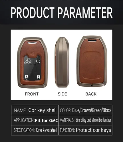 Miniatura 3 de ontto Funda para llave de coche con llavero de metal y piel sintética para Chevrolet Silverado Fit para GMC Sierra 1500 2500HD 3500HD Terrain Acadia