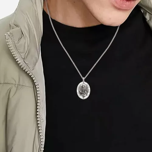 Miniatura 261 de Collar de plata de ley 925 con medalla de San Patrón, colgante de protección católica, amuleto, joyería religiosa para hombres y mujeres