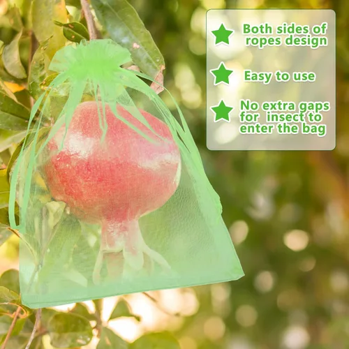 Miniatura 6 de Boao 200 bolsas de protección de frutas con cordón para proteger la red de verduras, bolsa de malla reutilizable para jardín, manzanos