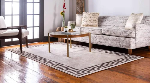 Miniatura 3 de Unique Loom Athens Collection - Alfombra clásica geométrica moderna con diseño de bordes, 5 x 8 pies, beige/marrón Beige y Marrón/Beige