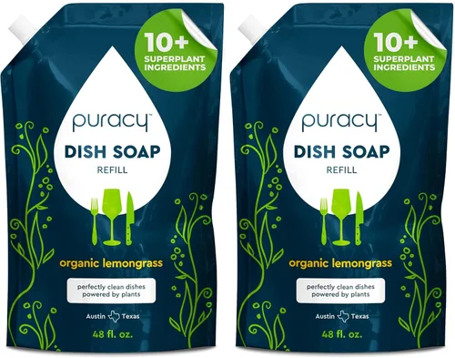 Miniatura 12 de Puracy Repuesto de jabón natural para platos, jabón detergente líquido para lavar platos a base de plantas suavizante de la piel, fórmula