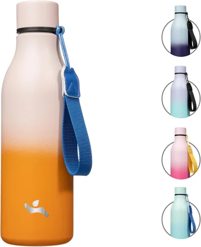 Miniatura 42 de Konokyo Botella de agua aislada con correa, botella de agua de acero inoxidable de 18 onzas de doble pared con aislamiento al vacío, frasco de Verde
