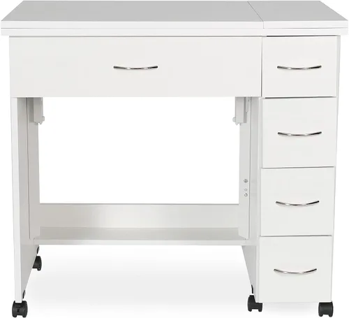 Miniatura 4 de Arrow - Muebles de costura clásicos Alice - Armario de costura compacto de tamaño mediano con elevación hidráulica de máquina, cajones, hojas