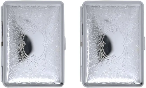 Miniatura 2 de Silver Victorian Scroll (14 Kings) - Caja de cigarrillos y caja de almacenamiento de metal