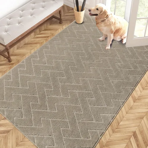 Miniatura 94 de PURRUGS Alfombra de fácil cuidado de 6 x 9 pies, antideslizante, lavable a máquina, tapete para puerta de perro, resistente a las manchas