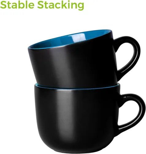 Miniatura 8 de GBHOME Tazas de sopa jumbo con asas, juego de 4 tazas de café grandes de 24 onzas, cuencos de sopa de cerámica para café, cereales, aperitivos