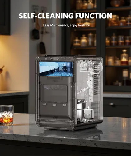 Miniatura 5 de COWSAR Máquina de hielo Crescent, máquina de hielo para encimera de fusión lenta, 27 libras/24 horas, 16 piezas en 12-15 minutos, autolimpieza