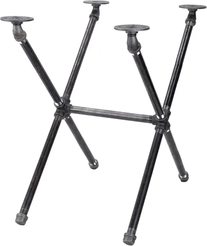 Miniatura 10 de PIPE DECOR Juego de patas de mesa auxiliar, kit de base de mesa industrial rústica para sala de estar, oficina, tuberías y accesorios ásperos