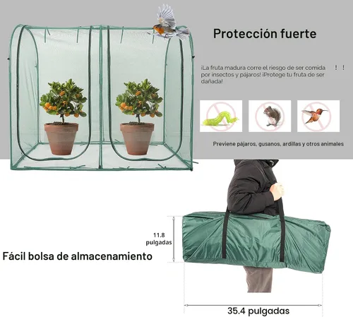 Miniatura 5 de Poray Túnel Grande 73''x37''x61'' Cubierta de Malla para Plantas, Jaula de Cultivo de 5 Pies de Alto Malla para Tomates, Cubierta Protectora contra