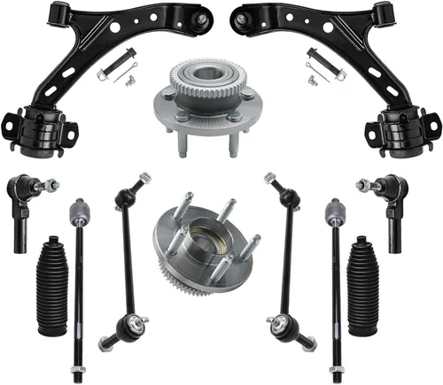 Miniatura 7 de Detroit Axle - Puntales delanteros Amortiguadores traseros Cojinete de cubo de rueda brazos de control inferiores y varillas de acoplamiento