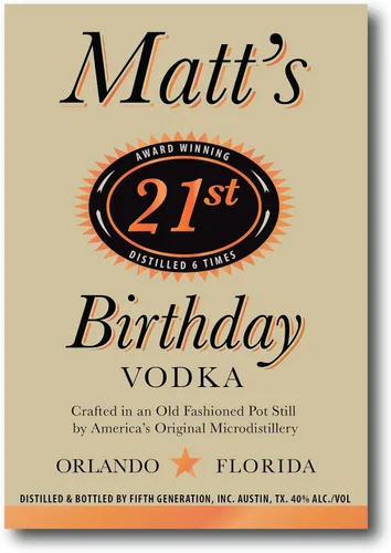 Etiqueta personalizada para botellas de Vodka Tito's (sin graduación alcohólica)