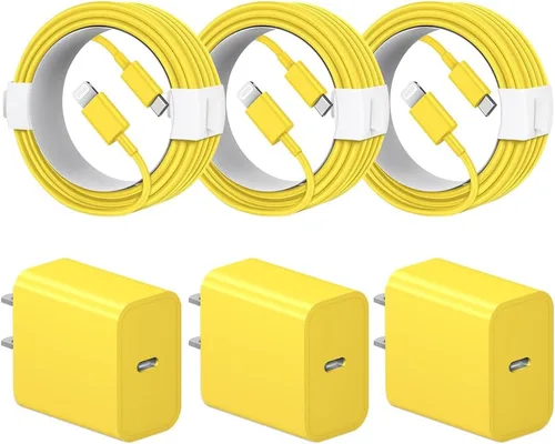 Miniatura 8 de Cargador de carga rápida para iPhone 14, 13, 12, 11, paquete de 3 cargadores de iPad de 20 W, cargador C de 6 pies, cable de carga rápida Whit Blanco