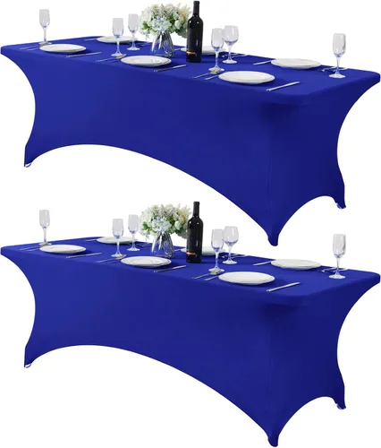 Miniatura 11 de Mantel de elastano para mesas de 4, 6 u 8 pies, mantel elástico universal ajustable para fiestas, banquetes, bodas y eventos - Verde manzana