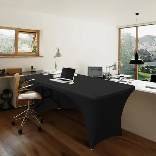 Miniatura 4 de ABCCANOPY - Mantel elástico de 1,2 m para mesa, ajustado, con parte trasera abierta, lavable, salvamanteles para mesas rectangulares, color negro