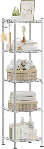 Miniatura 26 de SONGMICS Unidad de almacenamiento de 7 niveles, estantería de alambre, estante de metal de cocina con estantes ajustables, revestimientos de Negro