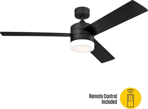 Miniatura 2 de Westinghouse 7205900 Alta Vista, ventilador de techo LED moderno con luz y control remoto, 52 pulgadas, acabado negro mate, vidrio esmerilado ópalo