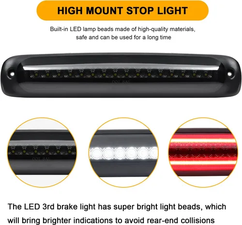 Miniatura 3 de Tercera luz de freno LED de repuesto para Sierra/Silverado 1500 2500 3500/HD 1999-2007, lámpara de parada central de cabina trasera con junta