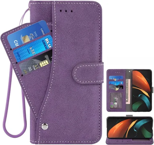 Asuwish Compatible con Samsung Galaxy Z Fold 4 5G 2022 - Funda tipo cartera y tapa abatible, soporte para tarjetas de crédito, cordón, accesorios