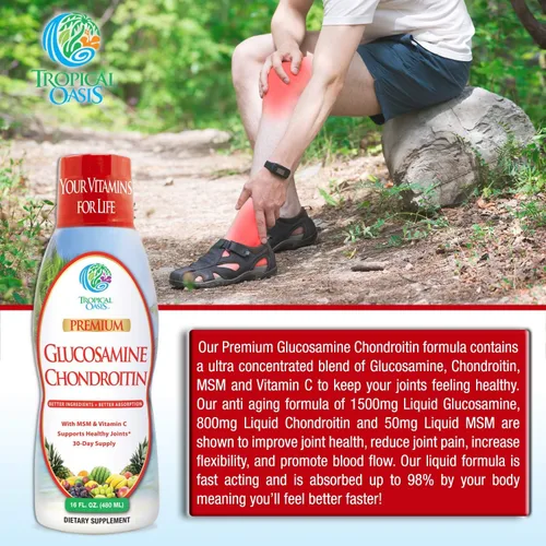 Miniatura 4 de Tropical Oasis Glucosamina líquida de alta calidad, condroitina y MSM, fórmula de apoyo articular, líquido concentrado para máxima absorción