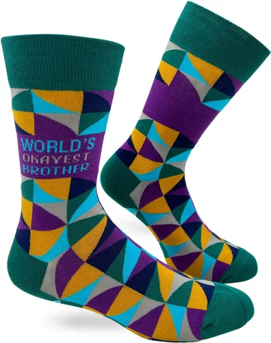 Fabdaz World's Okayest Brother - Calcetines para hombre, 1 par, 1 talla, Varios colores