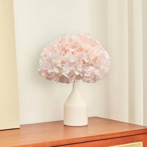 Miniatura 6 de 10 flores artificiales de hortensias, cabeza de hortensia artificial de seda con hortensias de tallo para novia, boda, baby shower, decoración