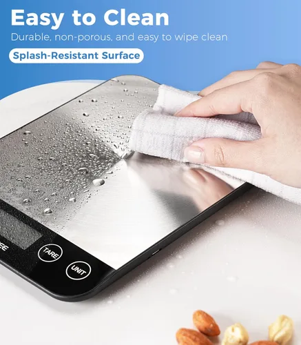 Miniatura 4 de Báscula digital de cocina de 33 libras, báscula de alimentos recargable con acero inoxidable, gramos y onzas, carga USB, 0.04 oz de alta precisión