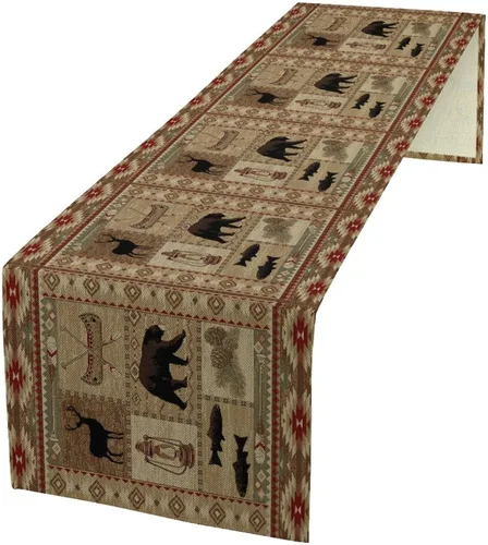 Miniatura 25 de Camino de mesa con estampado de vaca, camino de mesa estilo occidental con estampado de cuero de vaca en blanco y negro, decoración de mesa