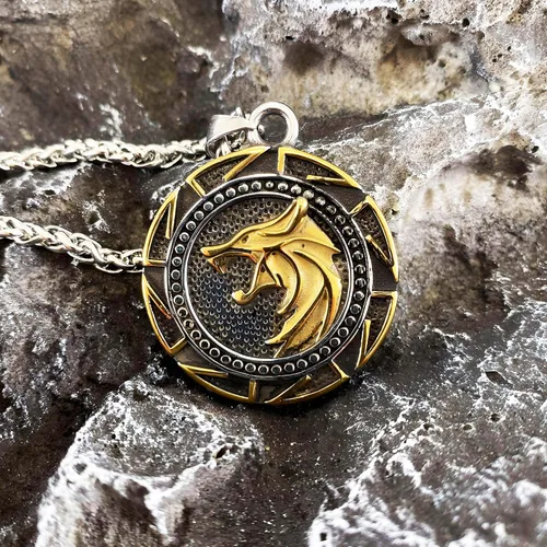 Miniatura 5 de Collar de talismán de lobo vikingo Fenrir cadena de acero inoxidable para hombre, joyería vintage para hombre, colgante de amuleto vikingo pagano